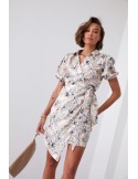 Rochie cu guler cu imprimeu floral, bej FG638 - Magazin online - Boutique